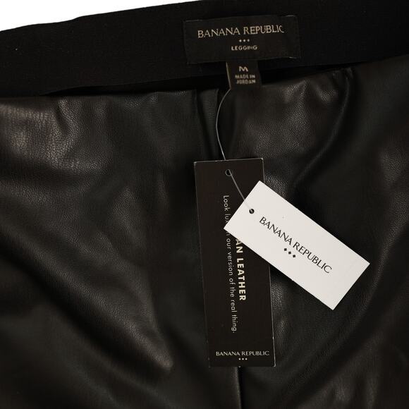 Banana Republic Black Vegan Leather Pants leggings Size medium NWT - Picture 3 of 4